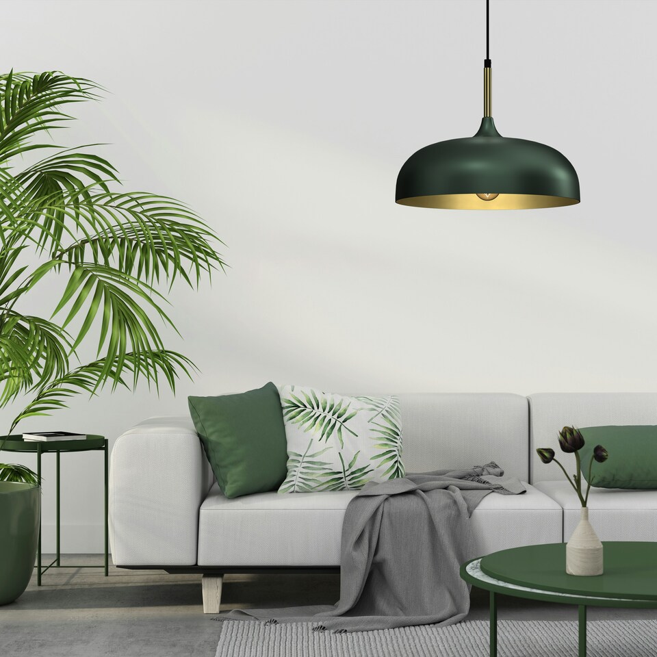 image 1 of Milagro Pendant Lamp Lincoln Green/Gold 1XE27 35cm