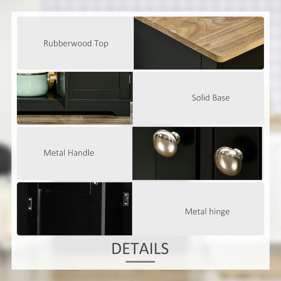 image 1 of HOMCOM Sideboard Buffet Cabinet with Storage Cabinets and Drawers Black | Black | Natural wood | 101W x 40D x 85H cm