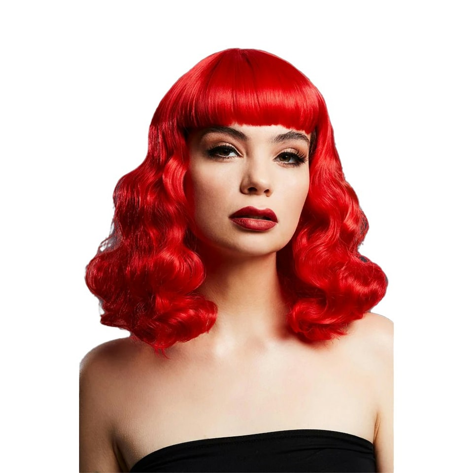 image 1 of Fever Bettie Short Fringe Wig - Red - One Size One Size