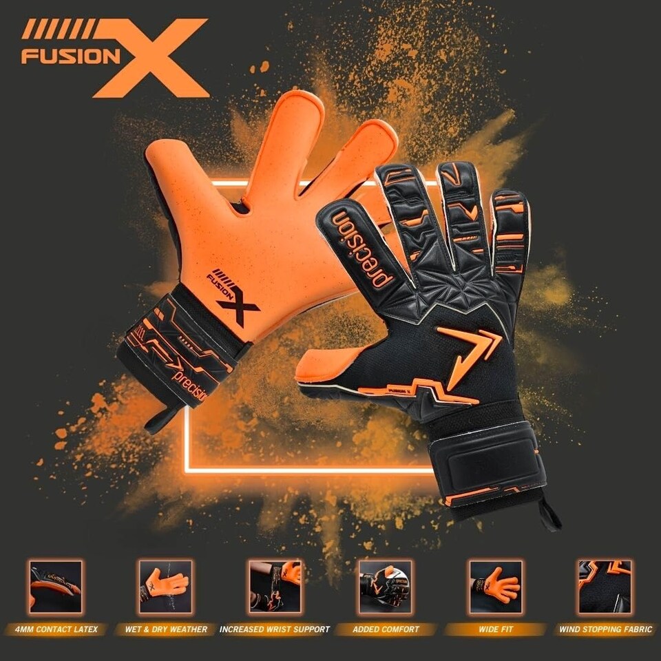 image 1 of Precision Fusion X Pro Surround Quartz Wider Hand Professional Football Adult's Goalkeeper Gloves, Black, 8