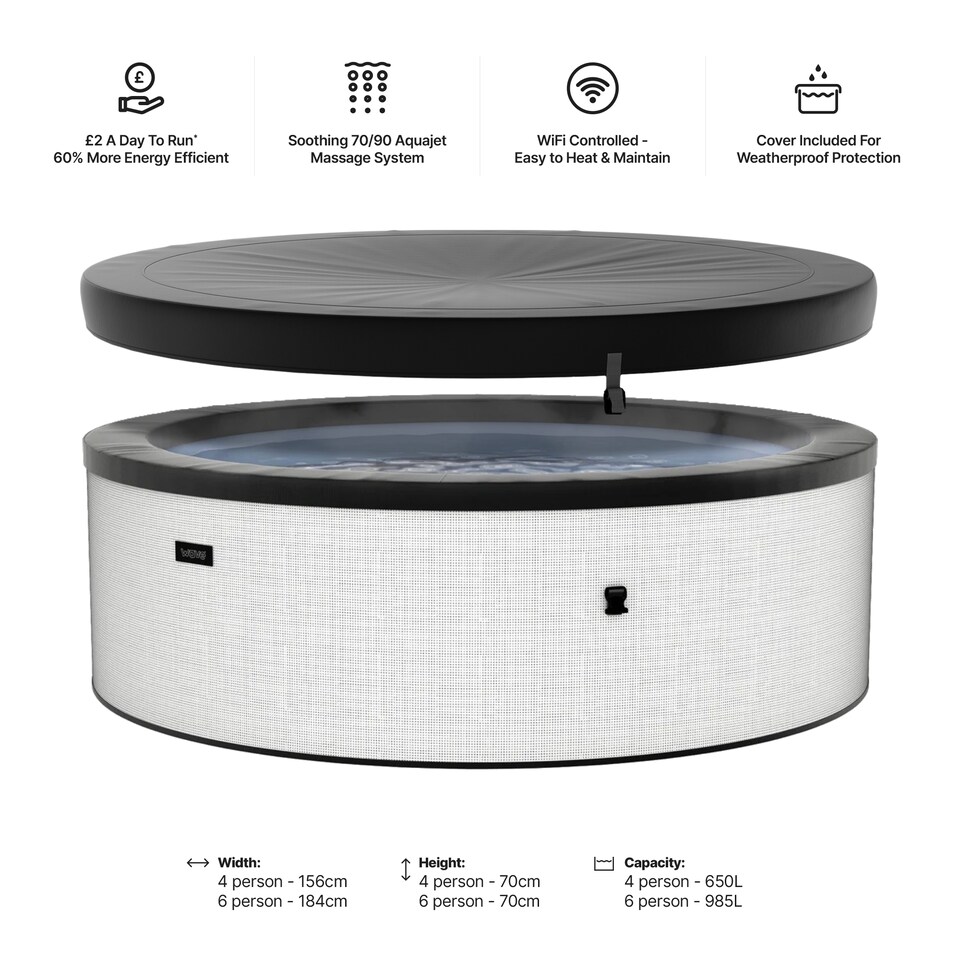 image 1 of Wave Tahoe 4 Person Eco Foam Hot Tub, EnergySave Bundle, Pebble White