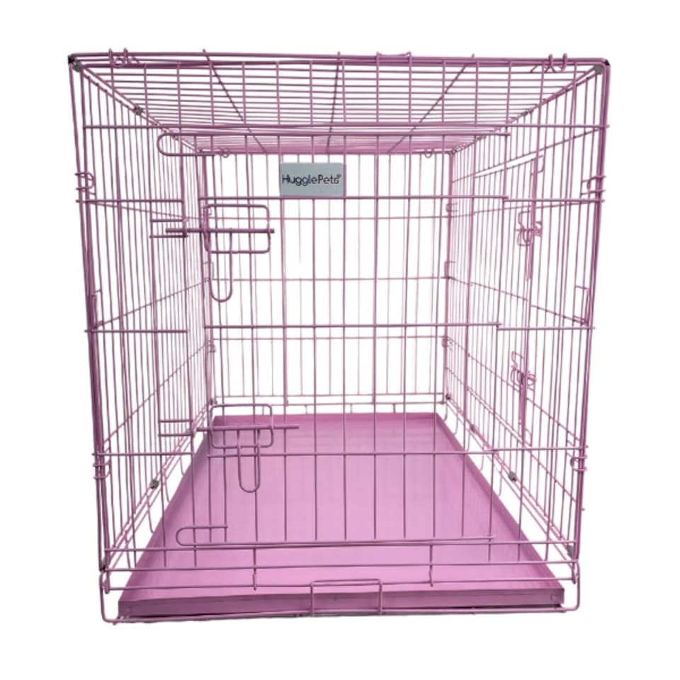 image 1 of Hugglepets Dog Cage Crate with Metal Tray Blue | XS
