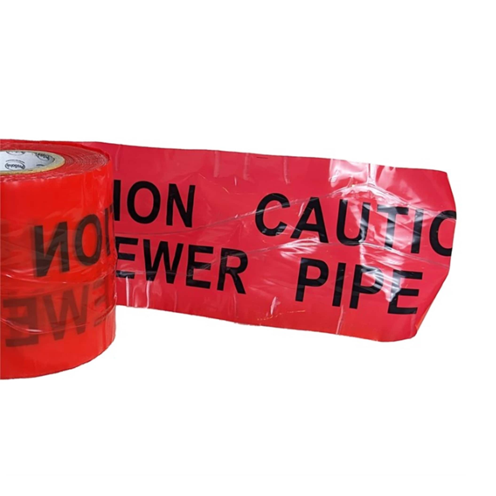 Pegdev Detectable Underground Warning Tape 150mm Sewer Pipe Traceable 70M in Red