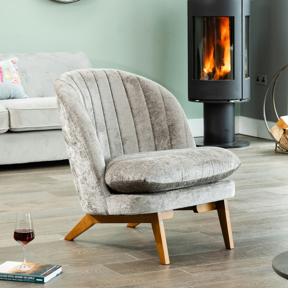 image 1 of Mateo Fabric Accent Chair - Light Grey