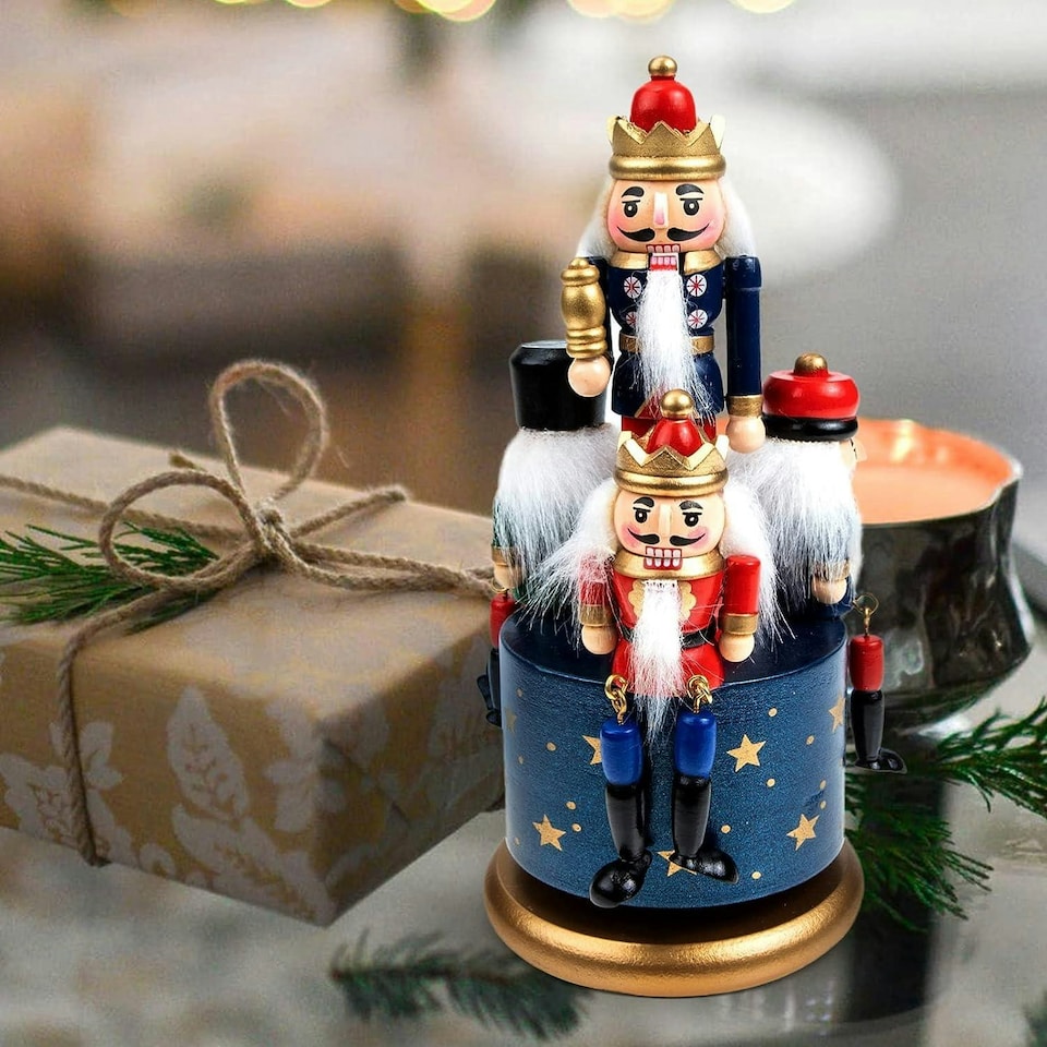 image 1 of 20cm Musical Box Wooden Nutcrackers Soldiers Christmas Ornament Any One