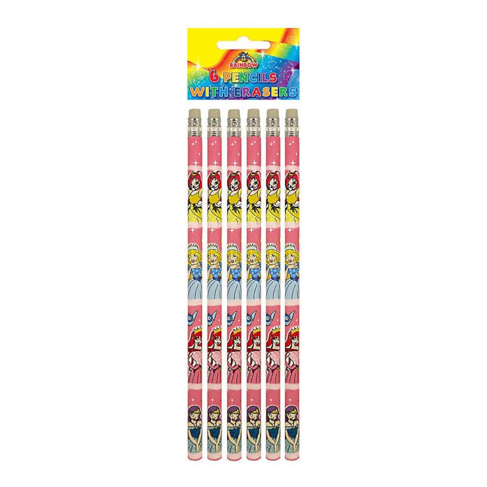 Rainbow Princess Pencil With Eraser - Multicoloured - One Size
