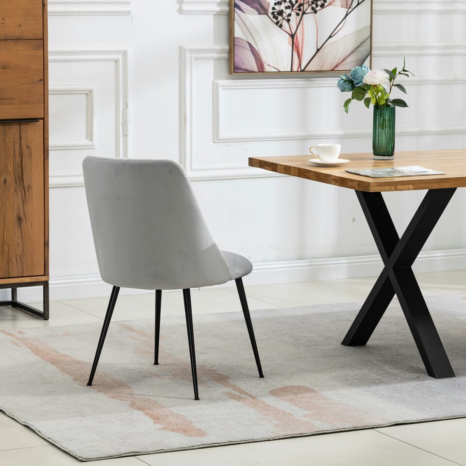 image 1 of Morandi Velvet Dining Chairs - Set of 2 - Silver