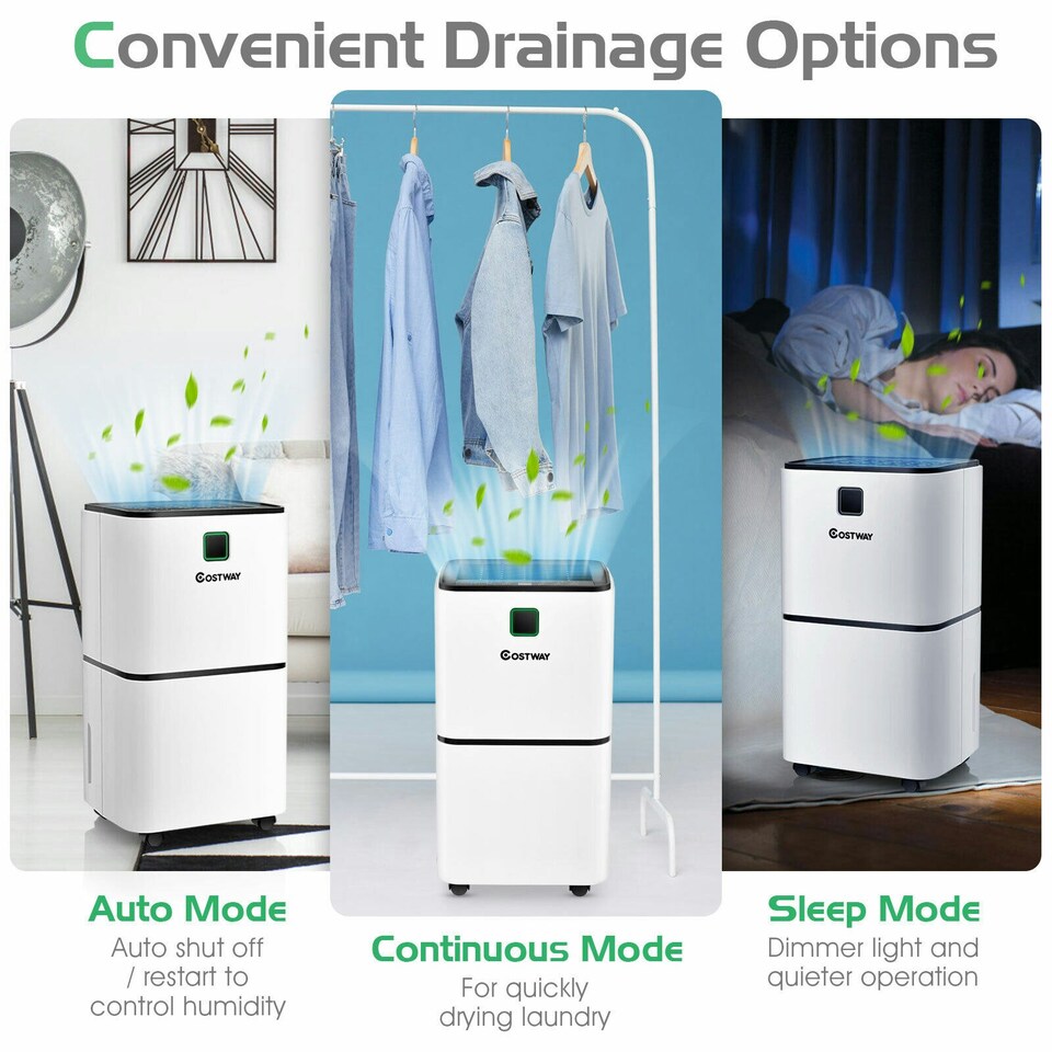 image 1 of COSTWAY 12L/D Portable Room Dehumidifier W/ Digital Control Panel