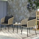 image 8 of Outsunny 3 Piece Rattan Bistro Set with Cushions, Nature Wood Finish