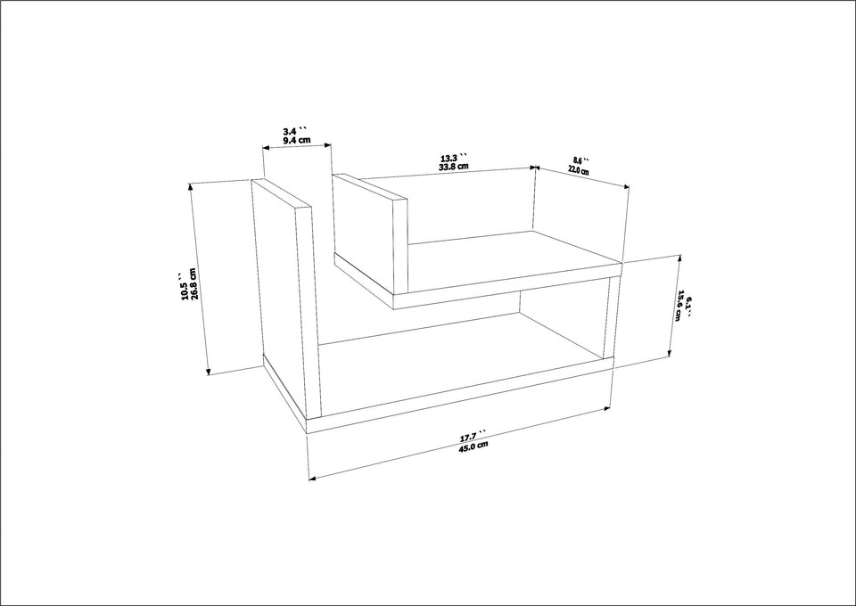 image 1 of Lara Floating Nightstand L Shaped - W 45 cm x H 26.8 cm x D 22 cm