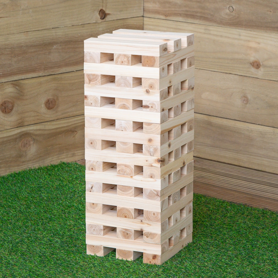 image 1 of Giant Wooden Jenga Style Tumbling Tower Garden Party Game