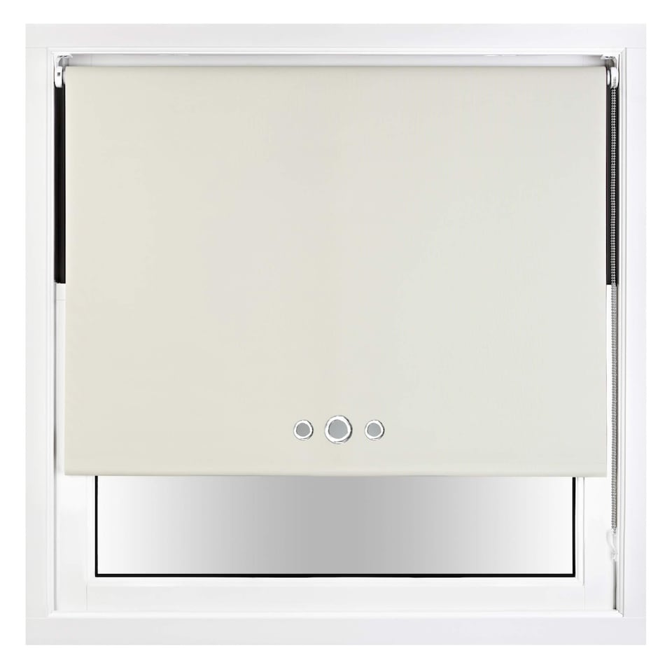 image 1 of FURNISHED Blackout Roller Blind with Triple Eyelets & Metal Fittings | Cream | Cream | (W) 120cm x (L) 165cm