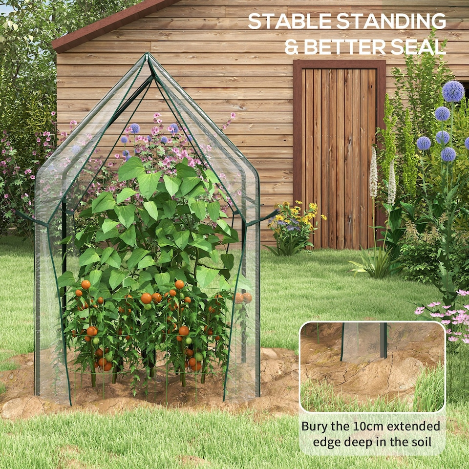 image 1 of Outsunny Tomato Greenhouse with 2 Zipped Doors, Outdoor Green House, Clear