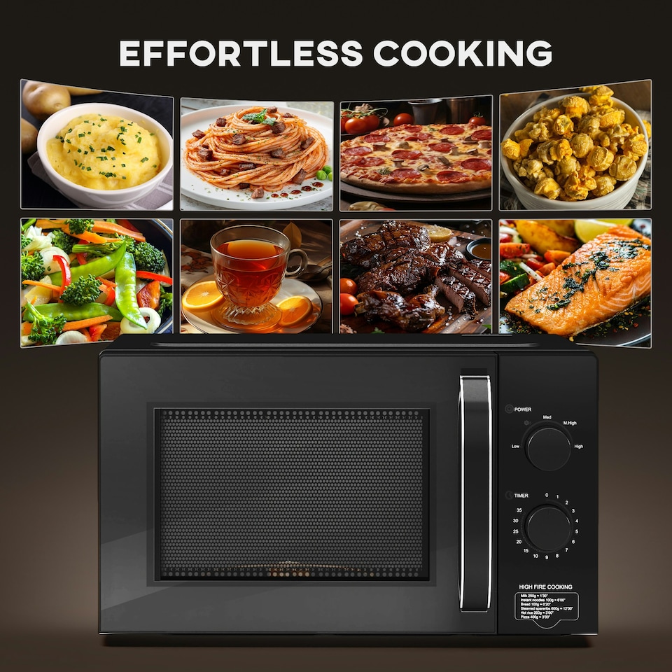 image 1 of HOMCOM 23L Solo Manual Microwave Oven with 5 Levels, Timer, Black