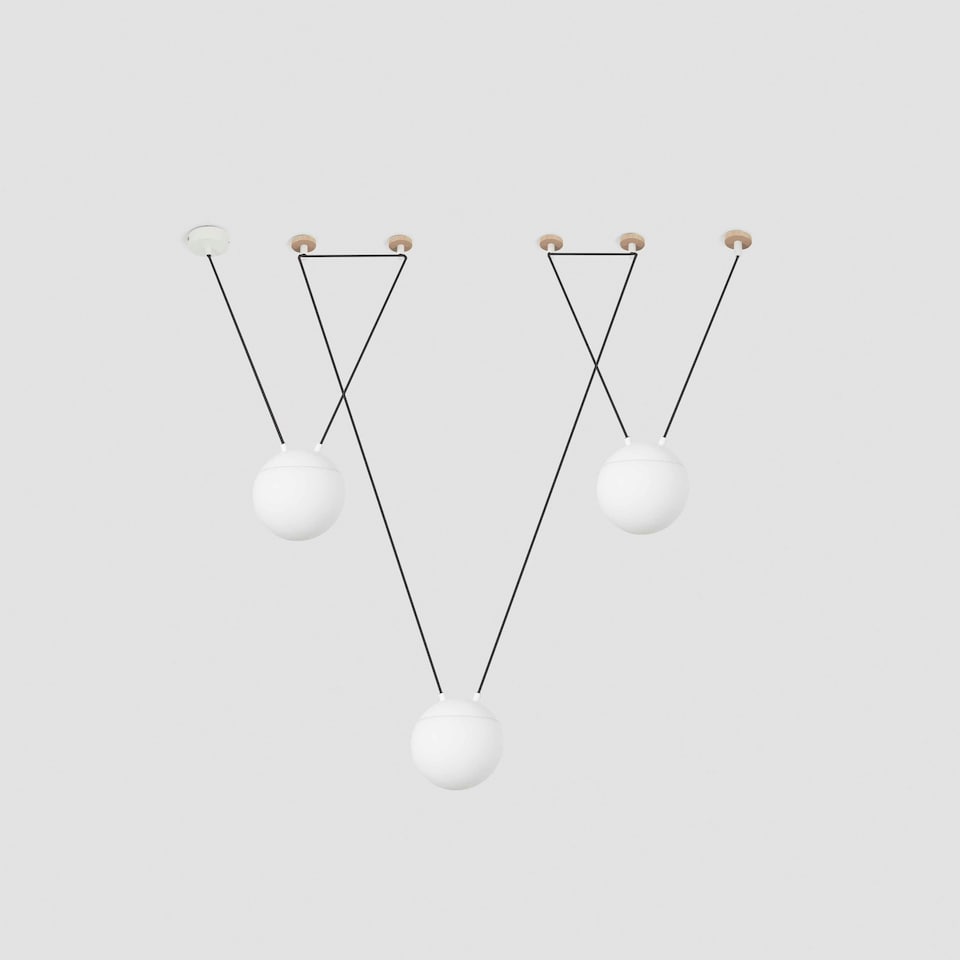 image 1 of Mine 3 Light Ceiling Pendant White, Wood, E27