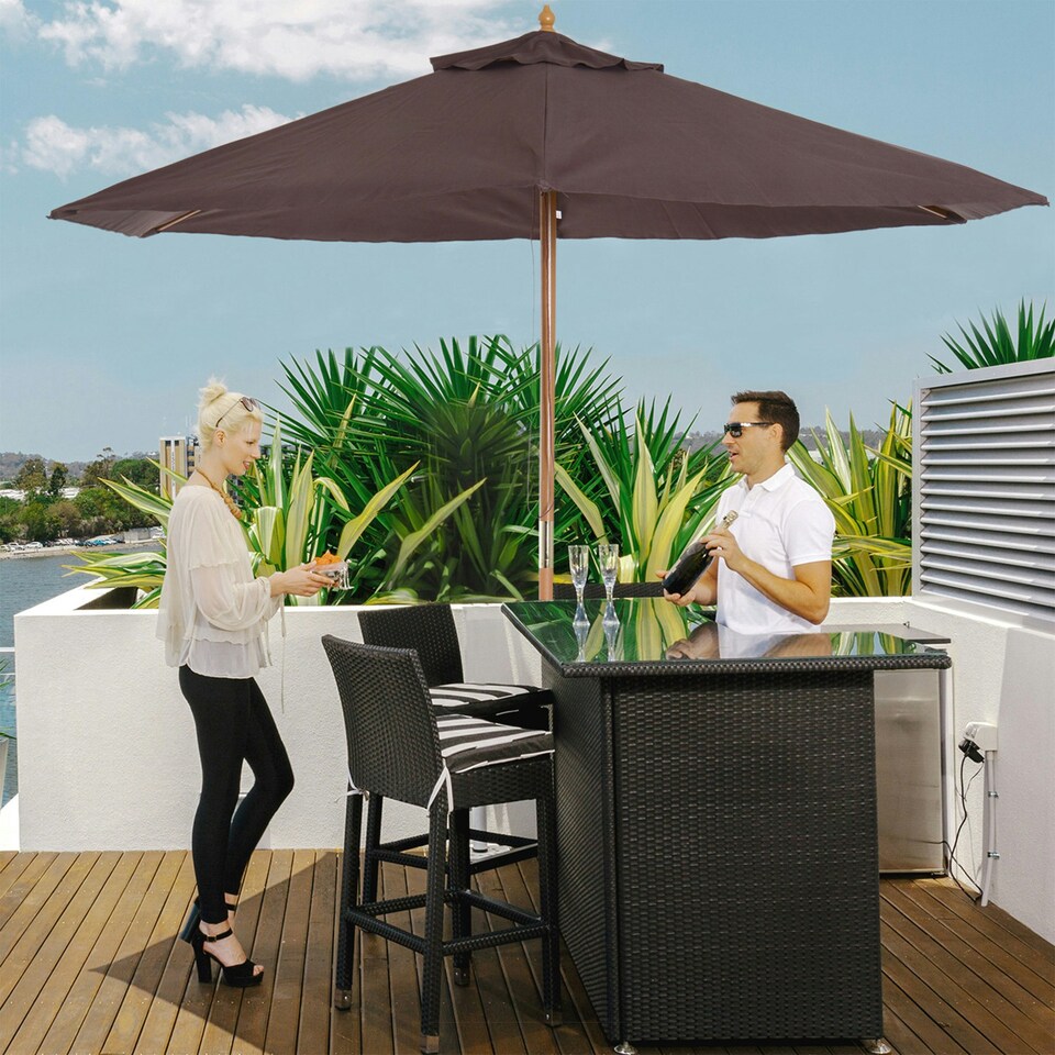 image 1 of Outsunny 2.5m Garden Parasol Sun Shade Patio Outdoor Umbrella Canopy