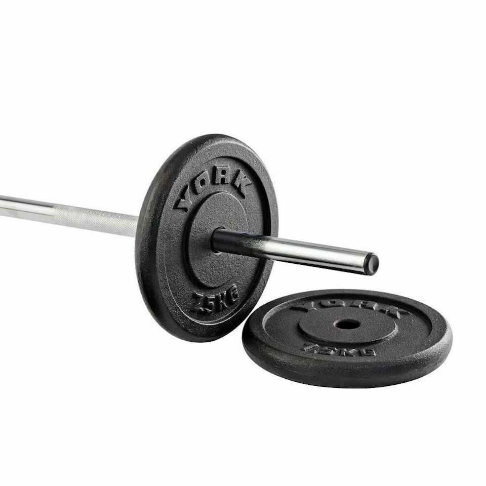 York 2 x 7.5kg Cast Iron Weight Plates for 1" (25.4mm) Bars, Black | Multi | BLACK | 9483