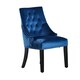 image 1 of Single Velvet Dining Chair Ergonomic Scoop Knockerback & Button Tufted Wood Legs Blue