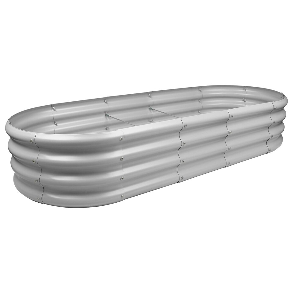image 1 of Harbour Housewares Rounded Galvanised Steel Raised Garden Bed - 180cm x 90cm - Silver | Silver | Silver