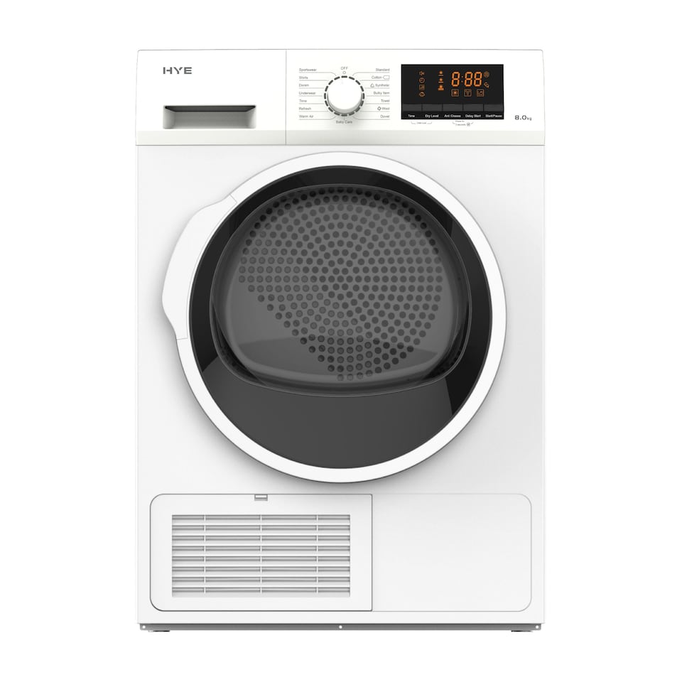image 1 of HYE 8kg Freestanding Condenser Tumble Dryer, White - D01CD08W13