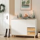 image 7 of SoBuy Low Sideboard with 2 Doors & 3 Drawers, White/Natural Wood, 47.2x15.7x35.4 inches, 27.1 kg - FSB75-WN