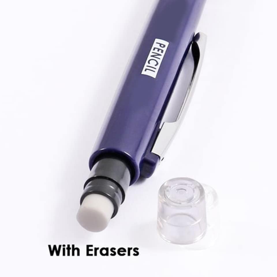 image 1 of Pack of 4 0.7mm Pen Style Mechanical Pencils With Eraser