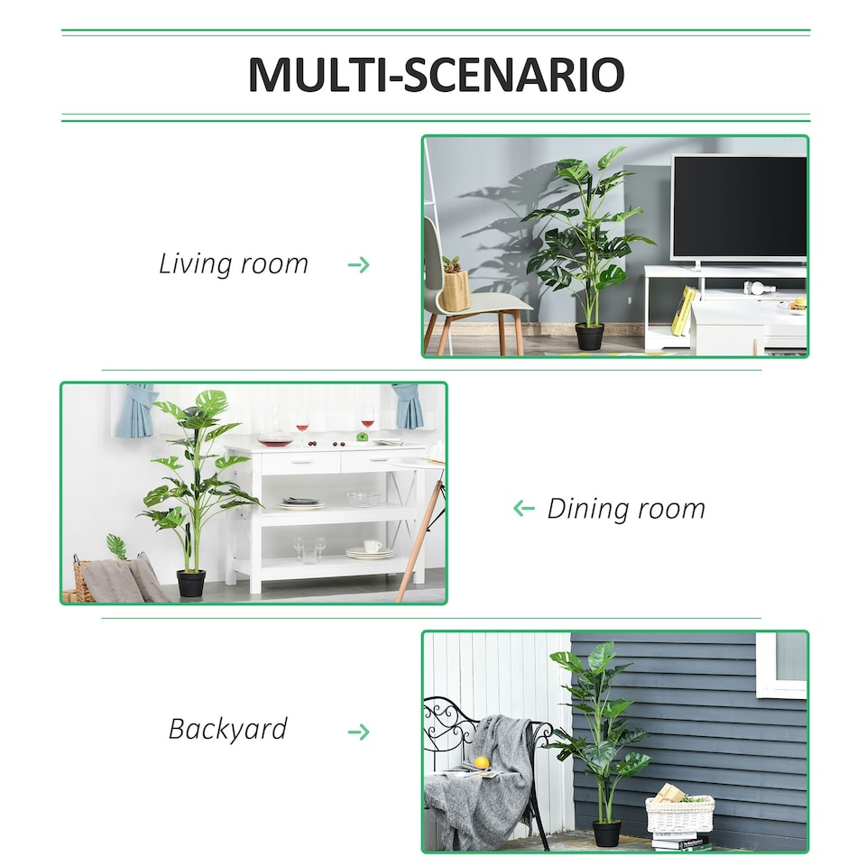 image 1 of Outsunny 100cm/3.3FT Artificial Monstera Tree Fake Plant in Pot Indoor