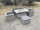 image 1 of Fimous Light Grey Rattan Fire Pit Garden Furniture Set Gas Heater Burner Chairs With Big Footstool