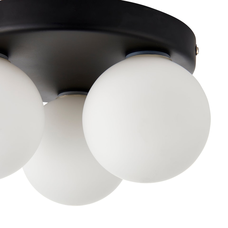 image 1 of Toronto 3 Light IP44 Flush Matte Black Ceiling Light