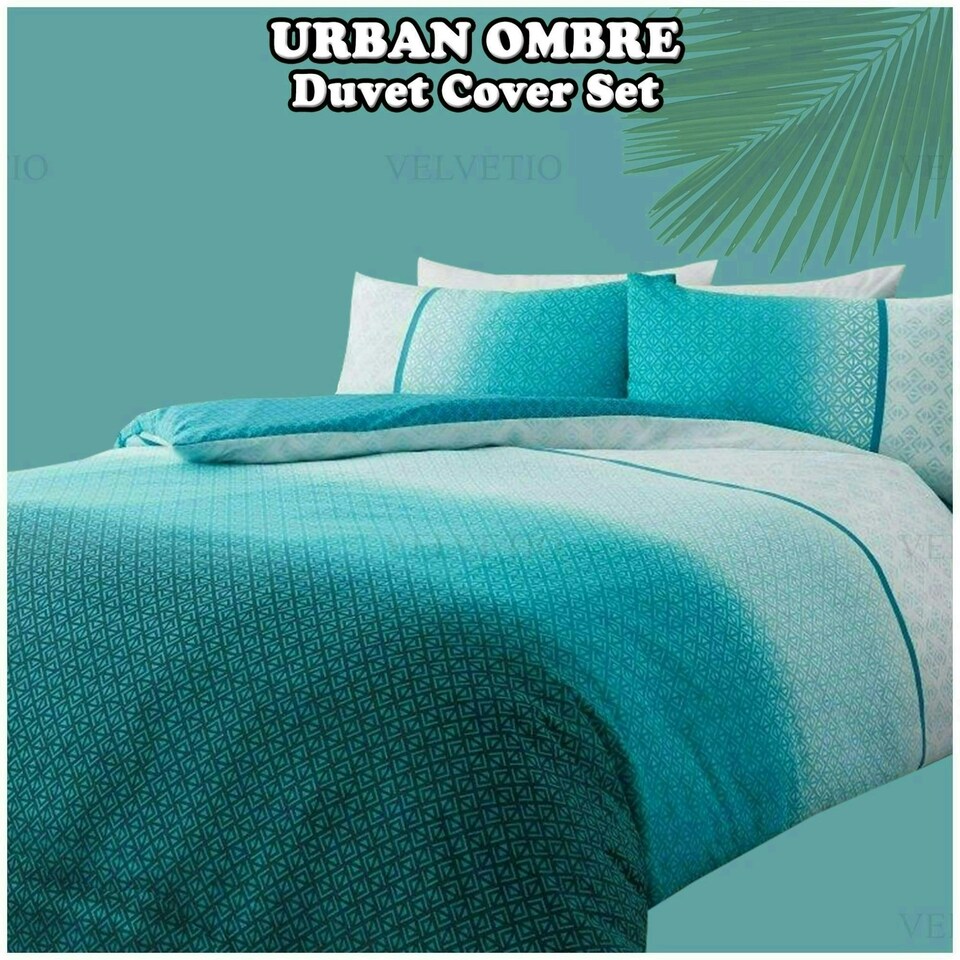 image 1 of VELVETIO Urban Ombre Duvet Cover Set Reversible Polycotton Easy Care Beddings Purple | Double