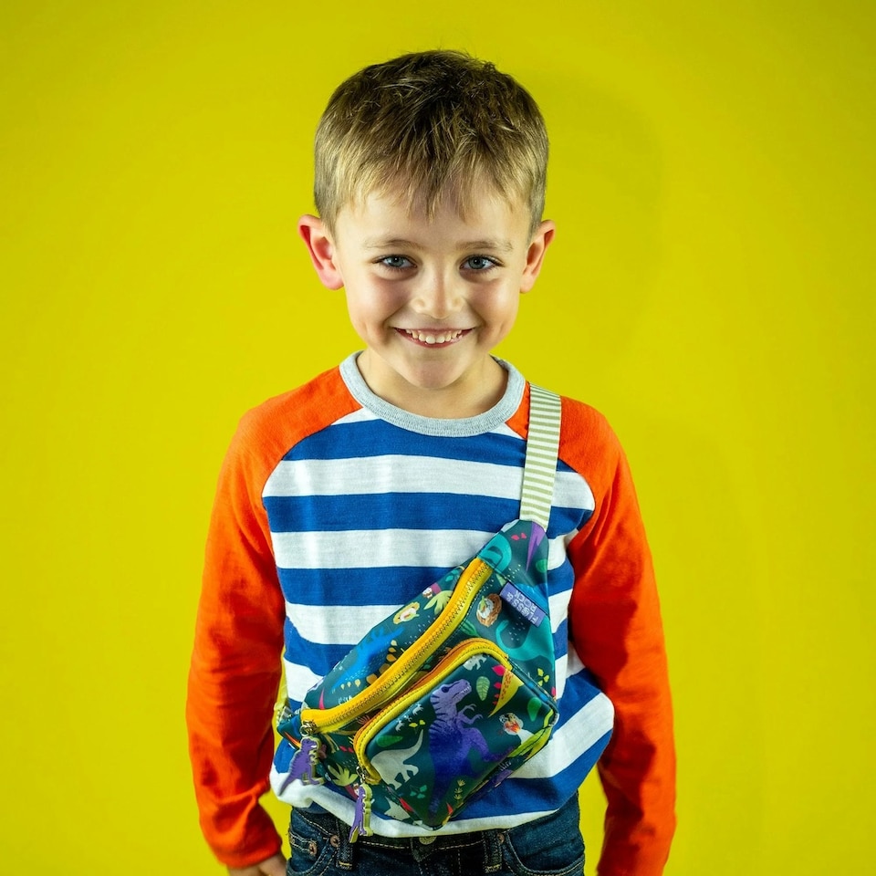image 1 of Floss & Rock Children's Belt Bag- Dinosaur | Multi