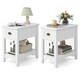 image 1 of COSTWAY 2 PCS Nightstand Side End Table White White