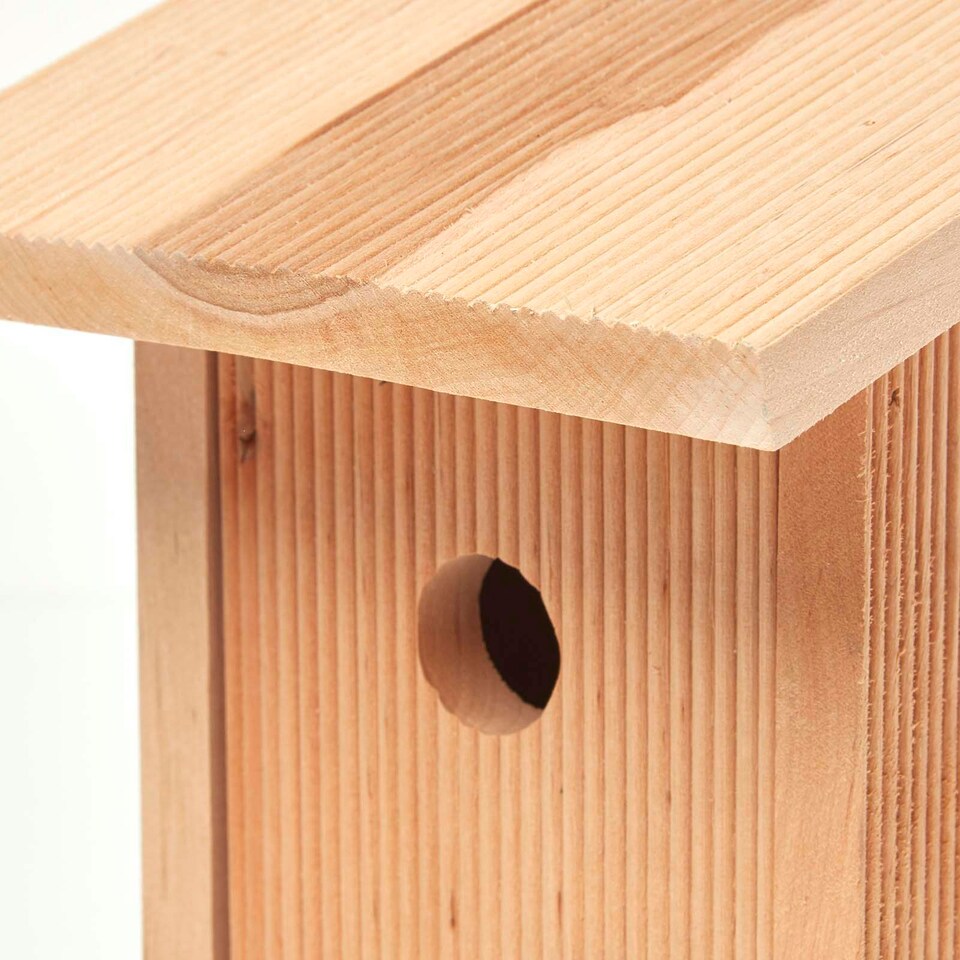 image 1 of Homescapes Real Wood Blue Tit Bird Box House Multi
