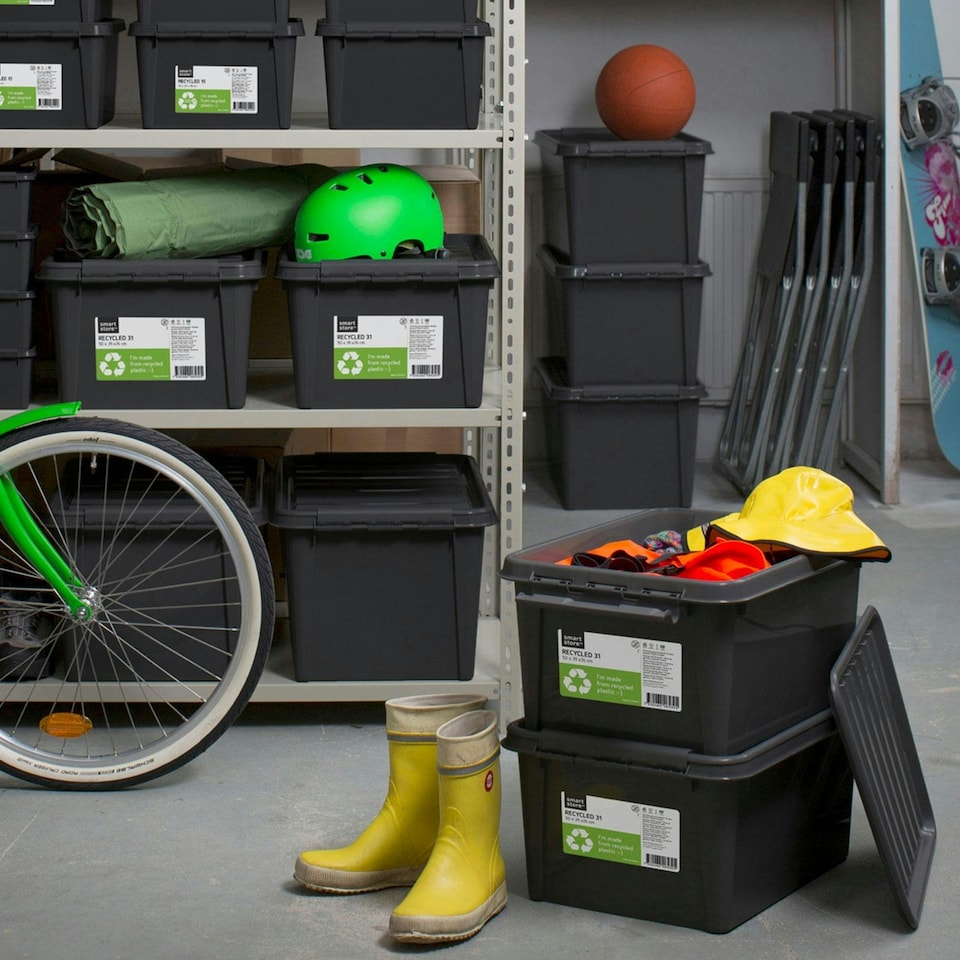 image 1 of SmartStore Plastic All Purpose Storage Black Box, Recycled 45 - 47L