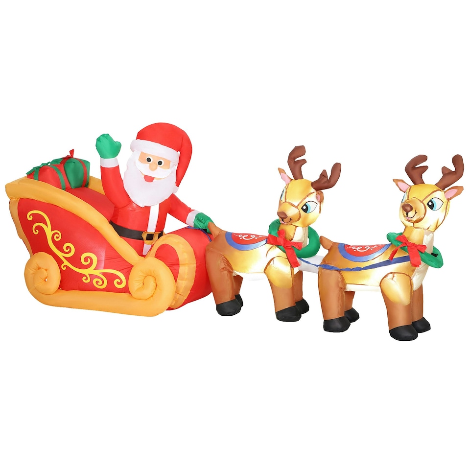 image 1 of Outsunny 7.9ft Christmas Inflatable Santa on Sleigh, Blow Up Decoration