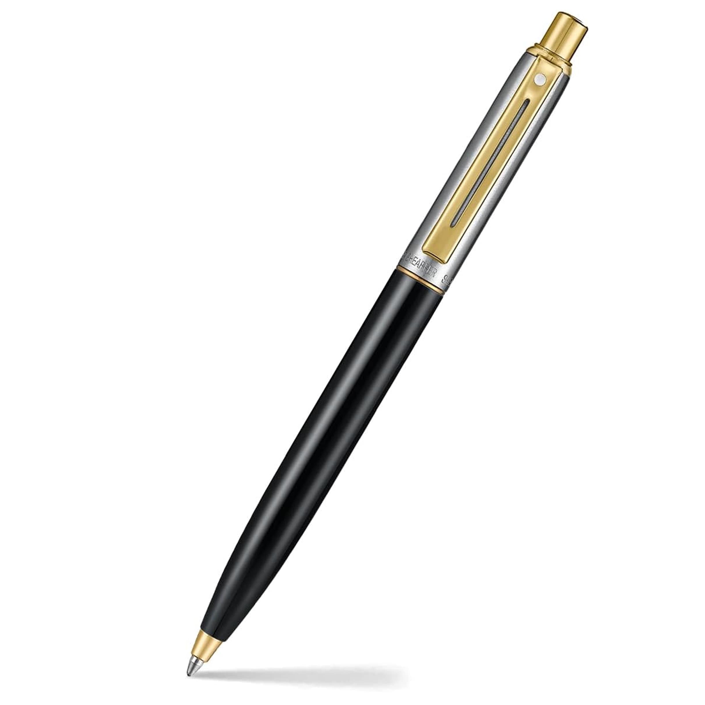 Sheaffer Sentinel 335 Ballpoint Pen Shiny Black Barrel, Chrome Plated Cap and PVD Gold Trims