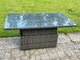 image 3 of Fimous 6 Pieces Garden Furniture Sets Poly Rattan Outdoor Patio Height Adjustable Rising Lifting Table Sofa Dining Set with Side Table 2 Small Footstools