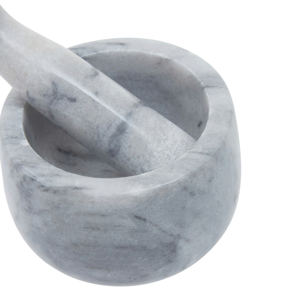 image 1 of Interiors By Premier Grey Marble Mortar and Pestle, Durable 250ml Marble Grinder for Kitchen, Non-Porous Handcrafted
