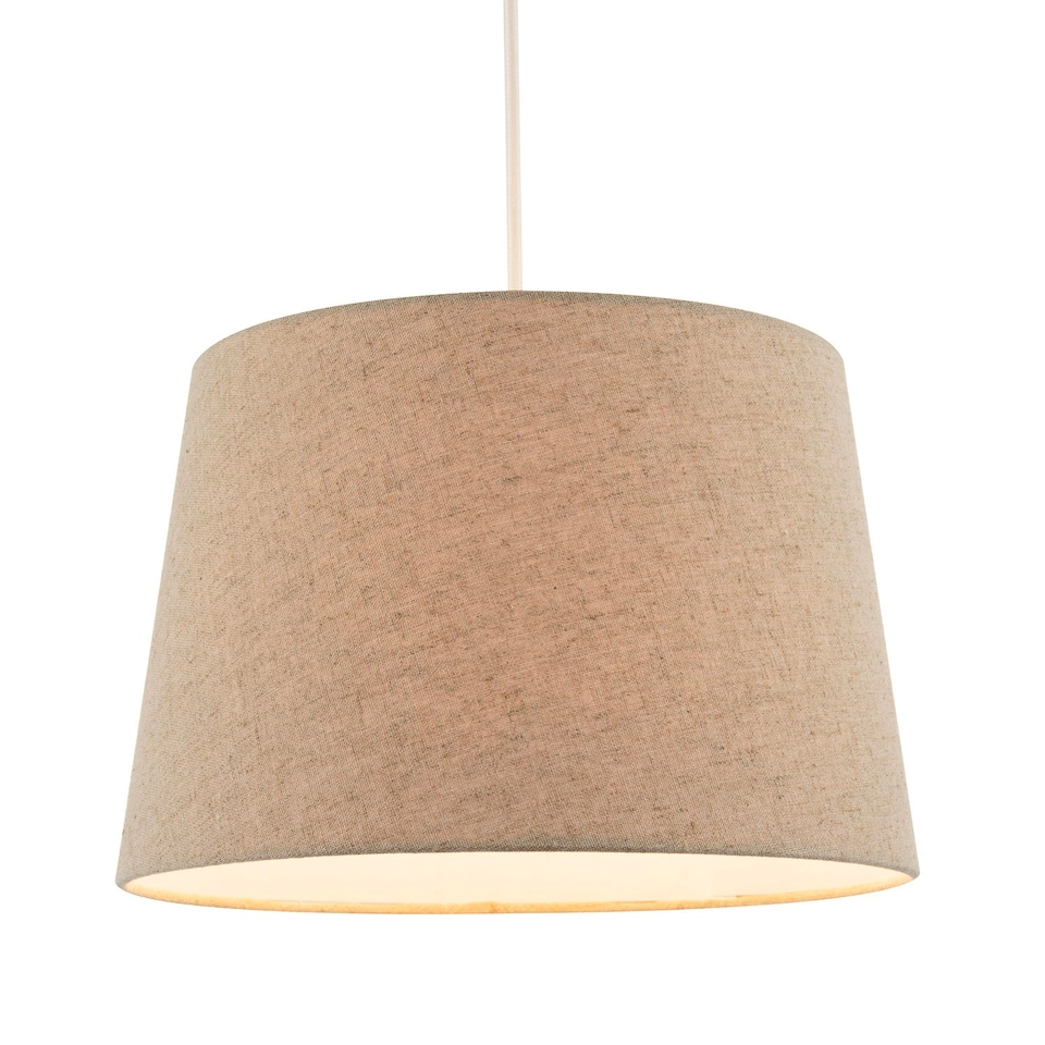 image 1 of Natural Oatmeal Textured Linen Fabric Lamp Shade with Cotton Lining Cream