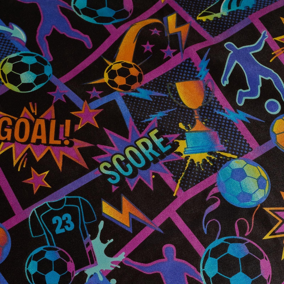 image 1 of OHS Kids Comic Football Reversible Bedding Duvet Cover Set with Pillowcase | Multi | Multi | Double
