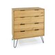 image 4 of Core Products Augusta Industrial 4 Drawer Pine Chest of Drawers H90.3cm x W76.5cm x D39.5cm Brown