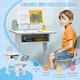 image 3 of HOMCOM Kids Desk and Chair Set Adjustable Height Study Table Set w/ Drawer 