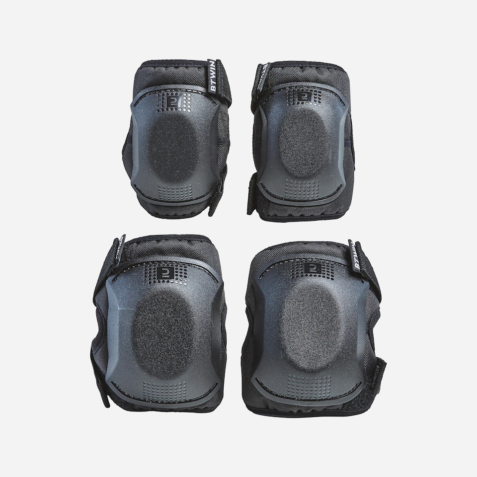 image 1 of Decathlon One Size Cycling Elbow and Knee Protectors Set 3-6 Years - Black