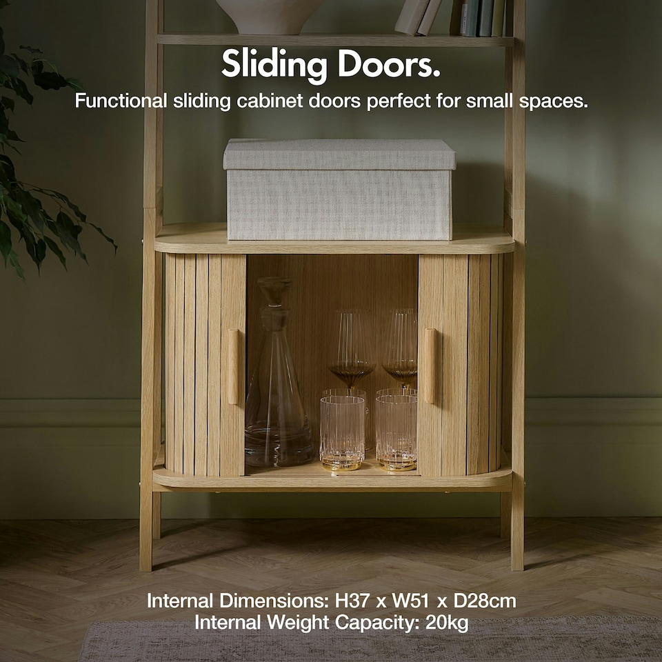 image 1 of VonHaus Landos Bookcase with Sliding Doors and Tambour Finish