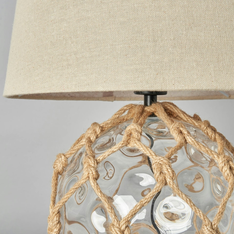 image 1 of BHS Lucy Buoy Style Glass Table Lamp, Clear