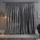 image 4 of OHS Luxury Blackout Pencil Pleat Crushed Velvet Curtains, 90x90" - Silver