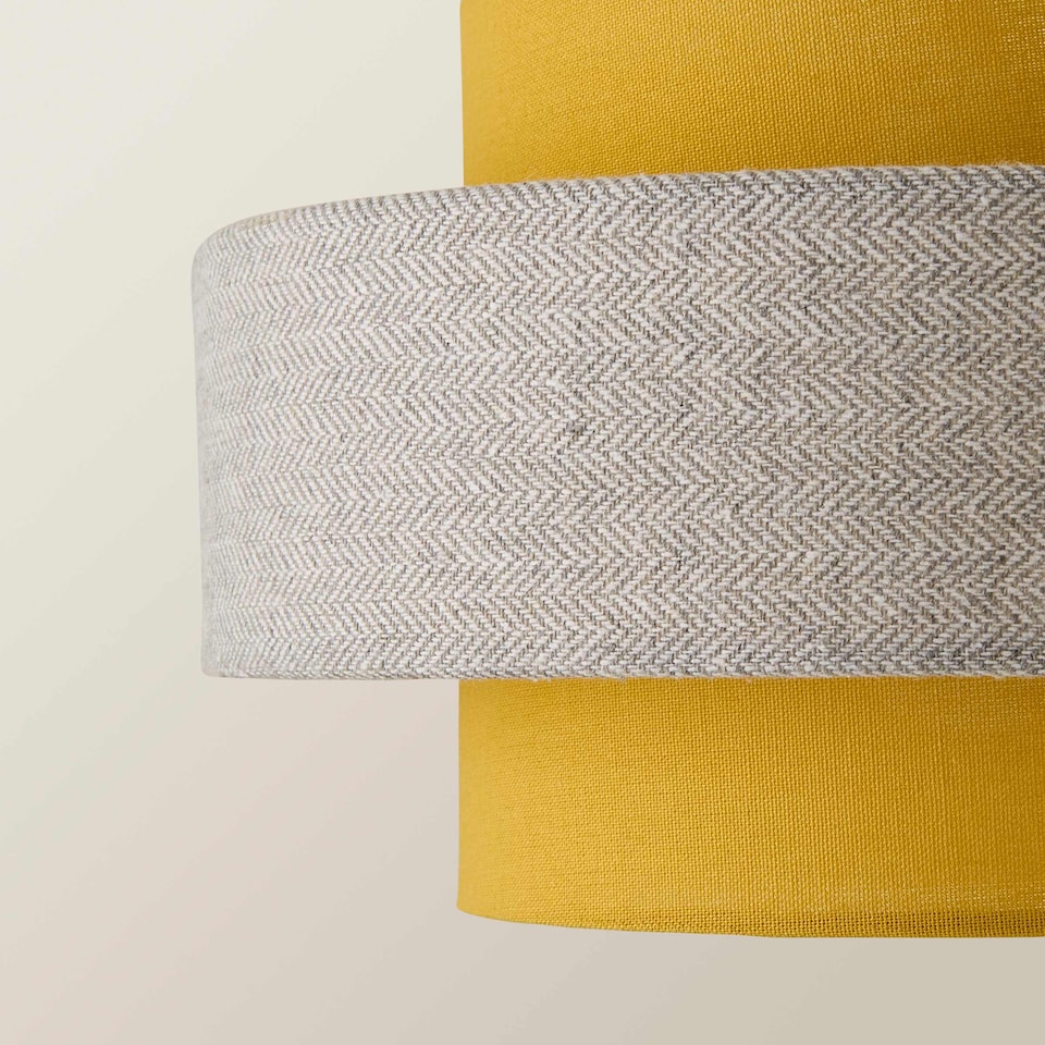 image 1 of ValueLights Mustard and Grey Herringbone Modern Ceiling Pendant Shade