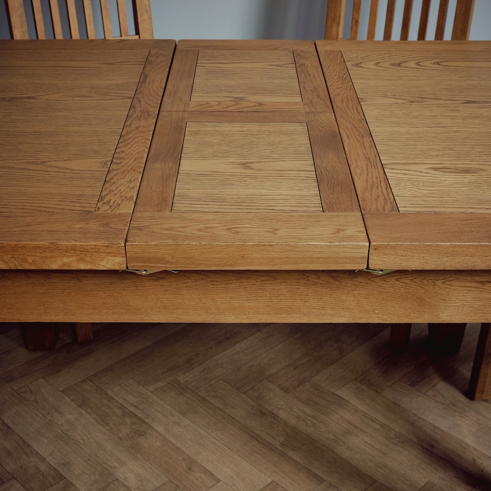 image 1 of Rustic Oak Extending Dining Kitchen Table 78×90×120 cm Extending to 150 cm