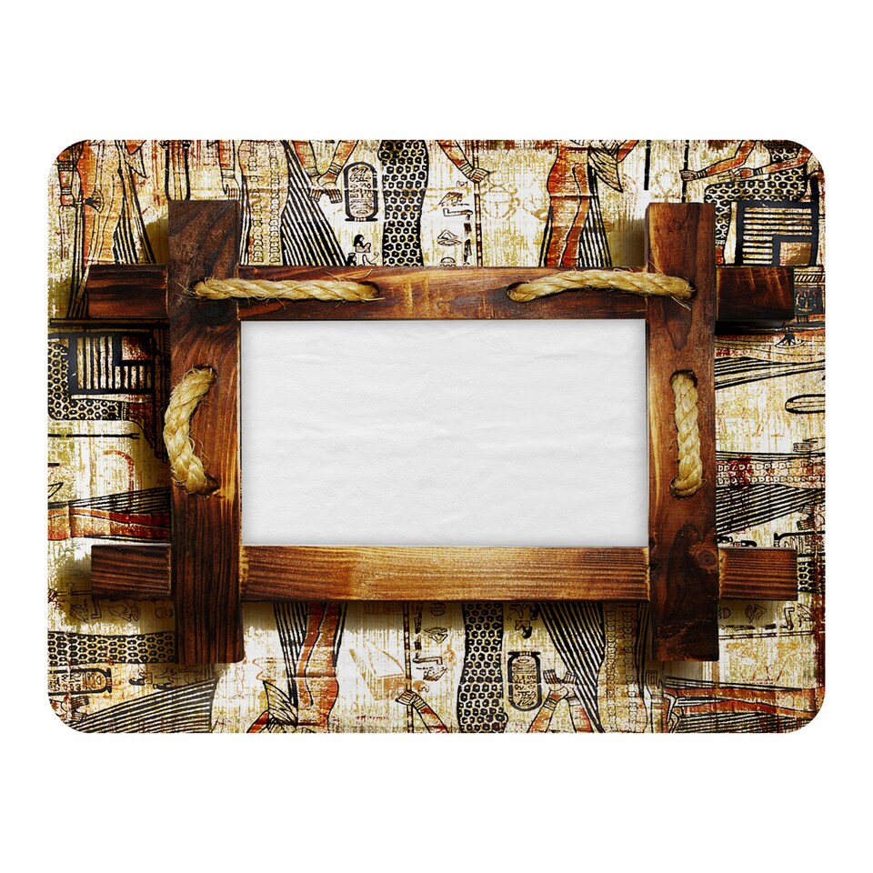 image 1 of Rustic Egyptian Wooden Frame Blanket | Multi
