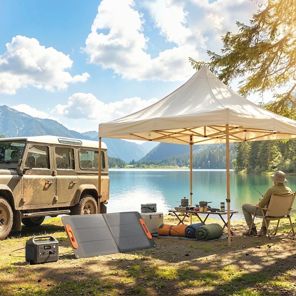 image 1 of HOMCOM 100W Portable Solar Panel, Foldable Solar Charger with USB-A & USB-C Fast Charging Output, IP67 Waterproof for Mobile Phone Power Bank Flashlight Fans Camping Backpacking Hiking